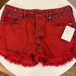 Free People Red Shorts